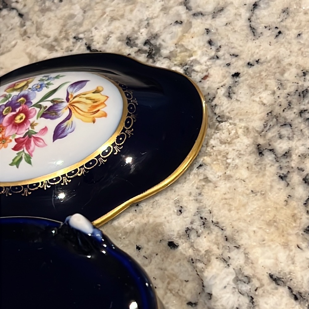 Echt Kobalt made in Germany navy blue gold white floral design keepsake china - Picture 10 of 14